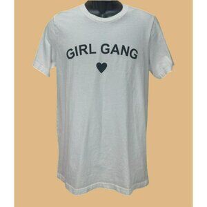 "Girl Gang" Womens White Tshirt Medium